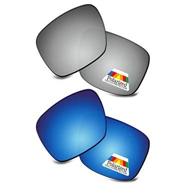 Imagem de Bwake Lentes de substituição para óculos de sol Oakley Holbrook XL OO9417 - prata + azul gelo polarizado