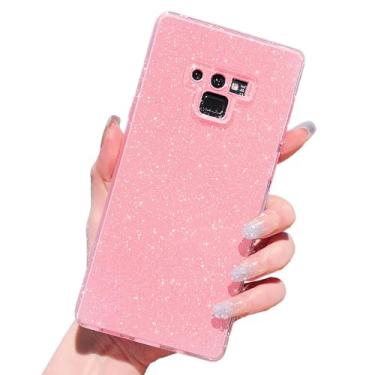 Imagem de MINSCOSE Capa compatível com Samsung Galaxy Note 9, linda capa brilhante com glitter fino à prova de choque TPU brilhante para mulheres e meninas para Galaxy Note 9 6,4 POLEGADAS-Rosa