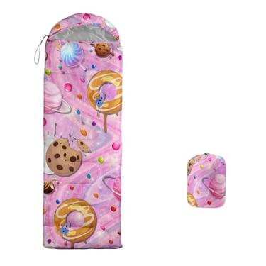 Imagem de Sacos de dormir Sweet Girls para adultos, crianças, sobremesa, mochila, acampamento, saco de dormir para meninas, meninos, leve, impermeável, saco de dormir frio/quente para temporada, viagens ao ar