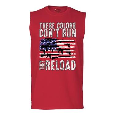 Imagem de Camiseta masculina These Colors Don't Run They Reload Muscle 2nd Amendment 2A Second Right American Flag Don't Tread on Me, Vermelho, P