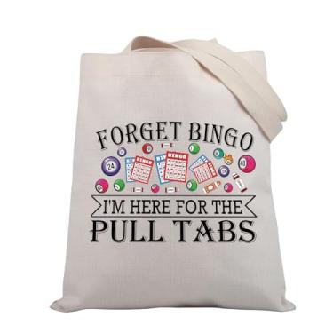 Imagem de BDPWSS Bolsa de bingo Forget Bingo I'm Here for the Pull Tabs, presente de jogo de bingo para amantes de jogos de azar, bolsa com zíper com tema de bingo, Guias de puxar Tg, Medium
