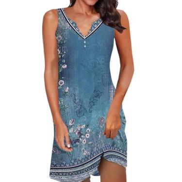 Imagem de Elogoog Vestidos de verão para mulheres 2024 moda praia havaiana roupas soltas sem mangas cintura elástica floral vestido de trabalho, Verde - 2, 5G