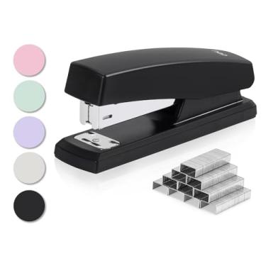 Imagem de Deli Stapler, grampeadores de mesa com 640 grampos, grampeador de escritório, capacidade para 25 folhas, Black/2 in 1, Stapler with Staples