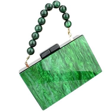 Imagem de Menurra Bolsa clutch de acrílico, bolsa de mão de mármore para mulheres, casamento, formatura, festa, noiva, Verde