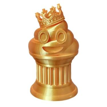 Imagem de Znet3D Troféu Emoji King Poop - Prêmio Divertido e Presente - Feito à Mão com Fabricação Aditiva - 15 cm de Altura - Emoji Sólido de Cocô com Coroa, Preso em Coluna (Ouro Seda)