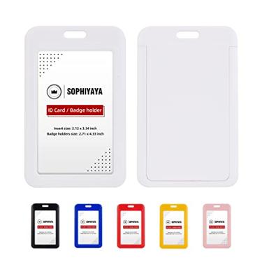 Imagem de Pacote com 6 porta-crachás deslizantes – Capa de plástico rígido resistente que protege documento de trabalho, cartão chave, cartões de crédito para escritório, fábrica, hospital e escola (branco)
