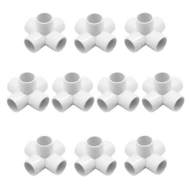 Imagem de YSIL Conexões de PVC de 3/10.2 cm, conector de grau de móveis de cotovelo de 5 vias para estrutura e moldura de PVC DIY, serve para tubos de PVC de 3/10.2 cm Sch 40 (pacote com 10)
