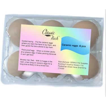 Imagem de Classic Flock Ovos artificiais de aves – Colocação guiada para galinheiros, ovos de cerâmica resistentes a picadas e teste de galinha chocada, 6 peças/saco
