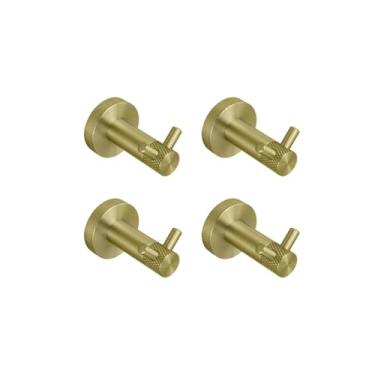 Imagem de Kit de hardware de ouro escovado para montagem na parede, barra de toalha de mão, suporte de papel higiênico, gancho para robe, cabide de copo, conjunto de acessórios de banheiro, 4 peças de gancho du