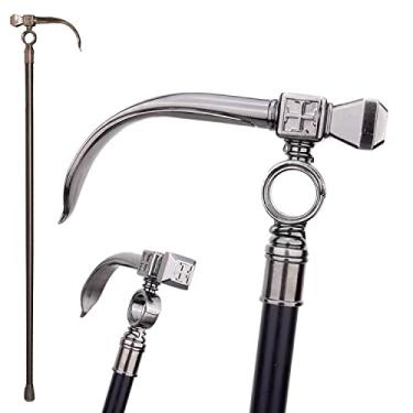 Imagem de Bengala de caminhada de cavalheiro em forma de martelo de metal em forma de martelo de 91 cm, acessório para uso diário, drama, cosplay de bruxa, adereço de palco