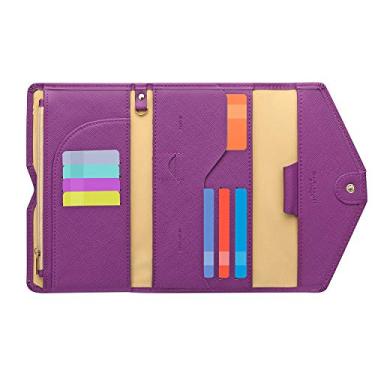 Imagem de ZOPPEN Carteira de viagem multiuso com bloqueio de RFID para passaporte Porta-cartão de vacina e passaporte, combo organizador de documentos com três dobras, essenciais para viagem, One Size, Casual