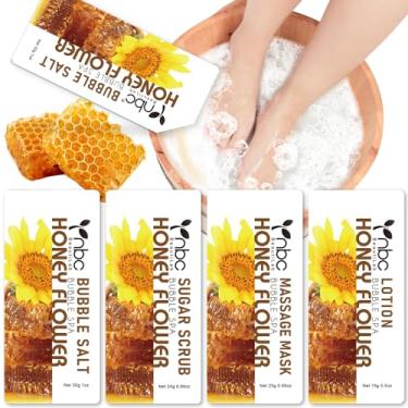 Imagem de nbc BeautiLab Kit de pedicure Conjunto de imersão para os pés: sal, esfoliante de açúcar, máscara de massagem, loção de massagem em uma caixa, kit de spa de 4 degraus para pés secos, calos e pés