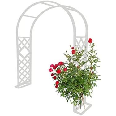 Imagem de Arco de metal para jardim, arco de treliça para plantas trepadeiras, rosas, videiras, 55 "71" 87 "102" 126 "de largura, arcos de decoração de casamento ao ar livre com base, preto/marrom \