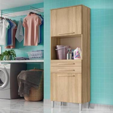 Imagem de Armario Lavanderia 2 Portas 2 Gav 1,96m C/Nicho Pés Reguláveis Teka Madrid