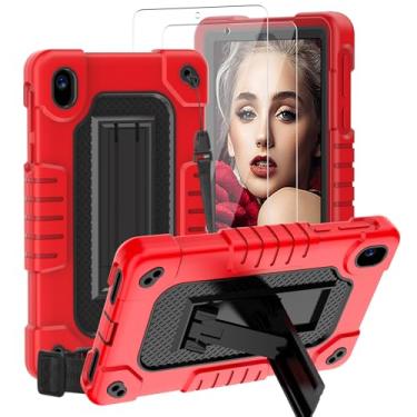 Imagem de Kebiory Capa para tablet Walmart Onn 7 2024 híbrida à prova de choque para crianças, capa com alça de ombro embutida + 2 películas protetoras de tela para Walmart Onn 7 Gen 4 100135924 (vermelho e