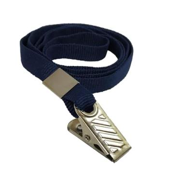 Imagem de Cordão para Crachá Azul Marinho com presilha pacote com 10 unidades