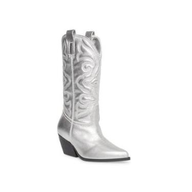 Imagem de Bota Texana Couro Feminina Cano Longo Metalizada Conforto-Feminino