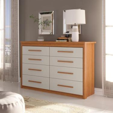 Imagem de Cômoda 8 Gavetas 135 X 94,6 Cm Elegance Freijó/Off-White