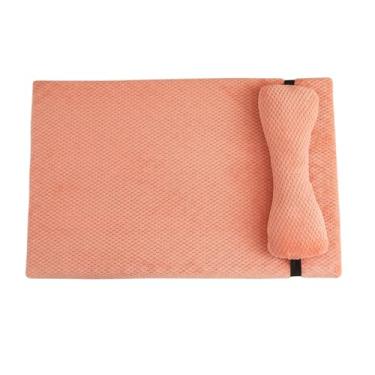 Imagem de Cama de cachorro para cães pequenos, cama curta de pelúcia para animais de estimação com forro à prova d'água e fundo antiderrapante, colchão de gato com travesseiro(Pink,17x11")