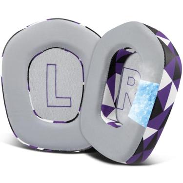 Imagem de SOULWIT Substituição Profissional de Almofadas de Ouvido com Gel Refrescante para Logitech G733 G335 Lightspeed Headset de Jogos Sem Fio, Com Espuma de Isolamento de Ruído Confortável - Cinza púrpura