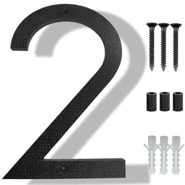 Imagem de YIPUKIYI Números de casa modernos flutuantes de 20 cm para fora números de casas grandes para fora, sombra preta moderna decoração de endereço residencial com kits de unhas de montagem fácil para