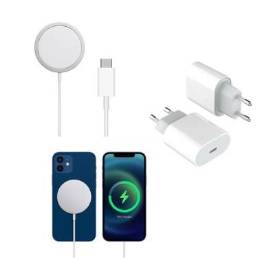 Imagem de Kit Carregador Magnético Magsafe Indução Para Iphone 13 14 15 Pro Max