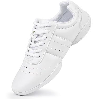 Imagem de Smapavic Cheer Shoes Tênis feminino de dança líder de torcida tênis fashion esportivo atlético tênis com cadarço para Gilrs, White（women Size）, 5