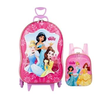 Imagem de Mochila de Rodinhas Mochilete 3D com Rodinha Tripla + Lancheira Princesas Disney Maxtoy Diplomata