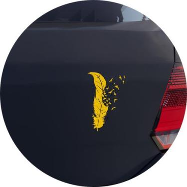 Imagem de Adesivo de Carro Caneta Pena de Pássaros - Cor Amarelo - Melhor Adesiv