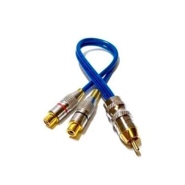 Imagem de Cabo Y Plug Metal 5mm Linha Svart Transparente Azul 2 Fêmeas 1 Macho P