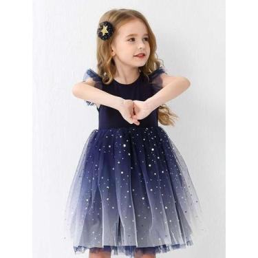 Imagem de Vestido Infantil Menina Festa Estrela Galáxia Glamour Luxo - anjo da m