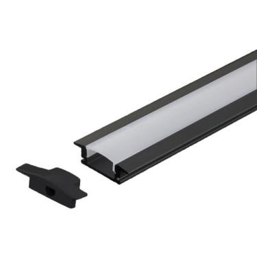 Imagem de Perfil Embutir 2m Alumínio 24mm + Fita 120 LED/M + Fonte - I9LED, Pret
