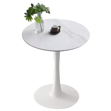 Imagem de Mesa de bistrô redonda para bar de coquetel, mesa de jantar com altura de balcão, mesa de bar de cozinha para espaços pequenos, sala de estar, fácil montagem (branca)