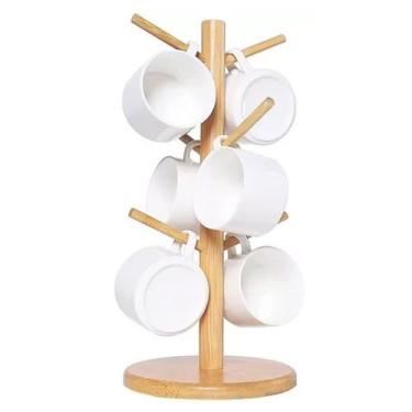 Imagem de Suporte Para Xícaras Feito Em Bambu 15 x 34cm - Gira Comercio Importac