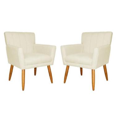 Imagem de Kit 2 Poltronas Decorativa Para Sala Recepção Cecília Suede Marfim - L