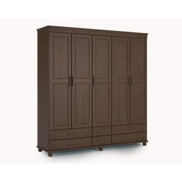 Imagem de Armário Sevilha 5 Portas 6 Gavetas Madeira Maciça Weihermann, Capuccin