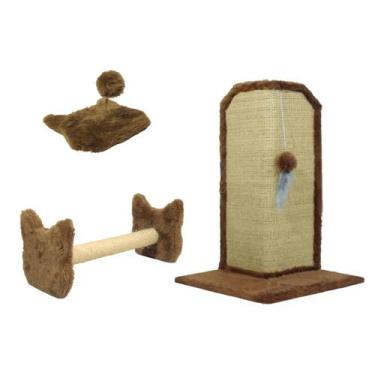 Imagem de Arranhador Gato Proteção Canto de Sofás Base Externo Brinquedo Bolinha