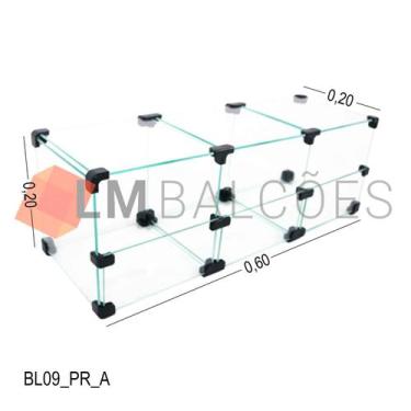 Imagem de Baleiro Expositor Preto de Vidro MÓD.20 - 0,60 x 0,20 x 0,20m - LM Bal