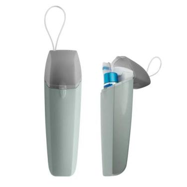 Imagem de Estojo Porta Escova Pasta Dente Viagem Bolsa Mochila Prata - OU