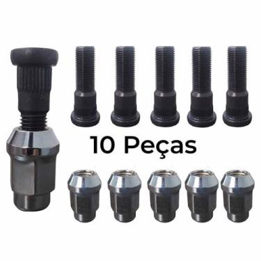 Imagem de Kit 10 Un Parafuso Prisioneiro e Porca Roda Original D20 S10 - TOURO