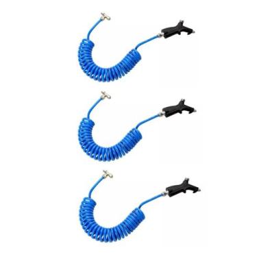 Imagem de 3 Pistola De Ar Botão Mangueira Cabine Caminhão Azul - TOP-AR