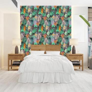 Imagem de Papel de Parede Pena Azul ou Verde - Rolo com 10 Metros  Revestimento 