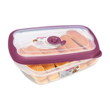 Imagem de Pote Plástico Retangular Hermético Açaí 1,26L Flor Sanremo