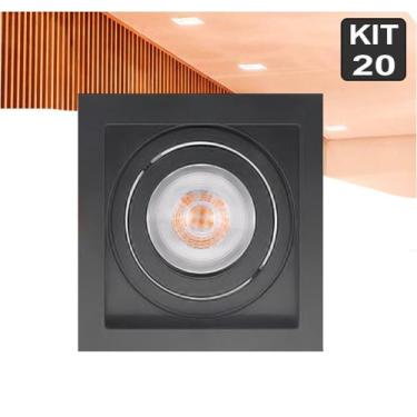 Imagem de Kit 20 Spot de Embutir PAR20 Recuado Quadrado + Lamp - Decorium, Preto