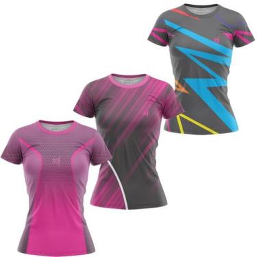 Imagem de Kit 3 Blusa Feminina Fitness Academia Caminhada Esportiva Dry Fit UV 5