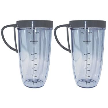 Imagem de Blendin Copo de substituição de 940 ml com anel labial manuseado, compatível com Nutribullet 600W, 900W, NB-101B, NB-101S, NB-201, NBR-0601, NBR-1201, NB9-1301, 900 Pro Series Blenders, pacote com 2