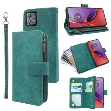 Imagem de Capa carteira compatível com Motorola Moto G84 5G e suporte de cartão de crédito de couro vintage premium para G 84 2023 masculino feminino verde