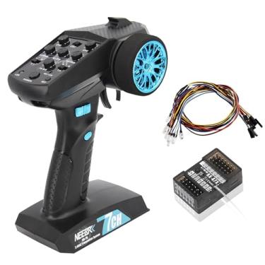 Imagem de NEEBRC 7 Channels RC Transmitter with Receiver Built-in Light Control System and 12LED Light Set, 2.4GHz Radio Remote Controller for RC Car Crawler Truck Racing Buggy Off Road On Road Boat Tank(Blue)