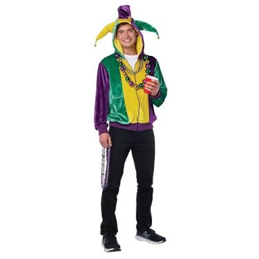 Imagem de California Costumes Moletom masculino com capuz e da corte do carnaval, Roxo/amarelo/verde, G-GG