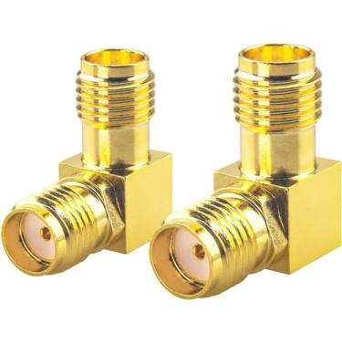 Imagem de Boobrie Adaptador SMA fêmea para SMA fêmea 90 graus banhado a ouro para FPV drone amplificador de sinal sem fio LAN